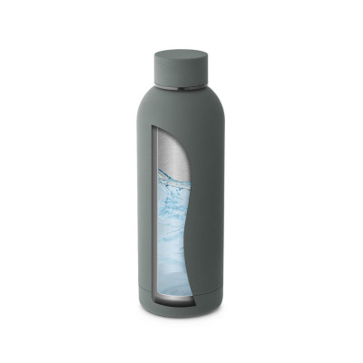 ODIN. Double wall vacuum stainless steel (36 recycled) bottle with rubber coating 550 mL